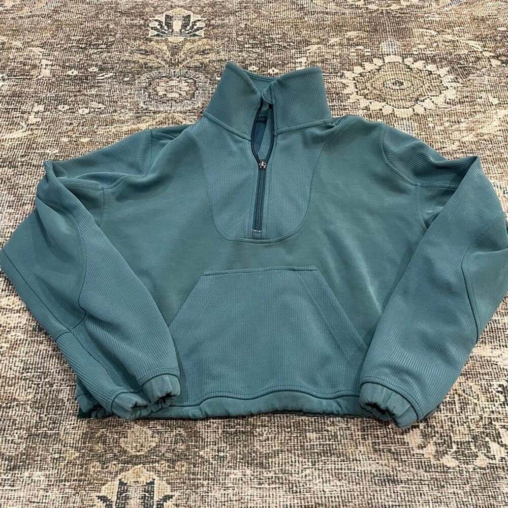 Lululemon Softstreme Half Zip Cropped Pullover Womens Size 2 Storm Teal Green